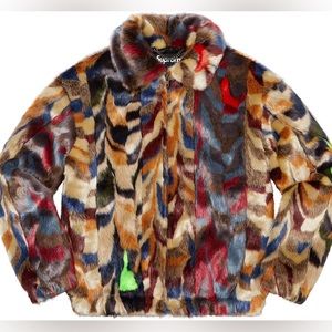 SUPREME MULTICOLOR FAUX FUR BOMBER JACKET
